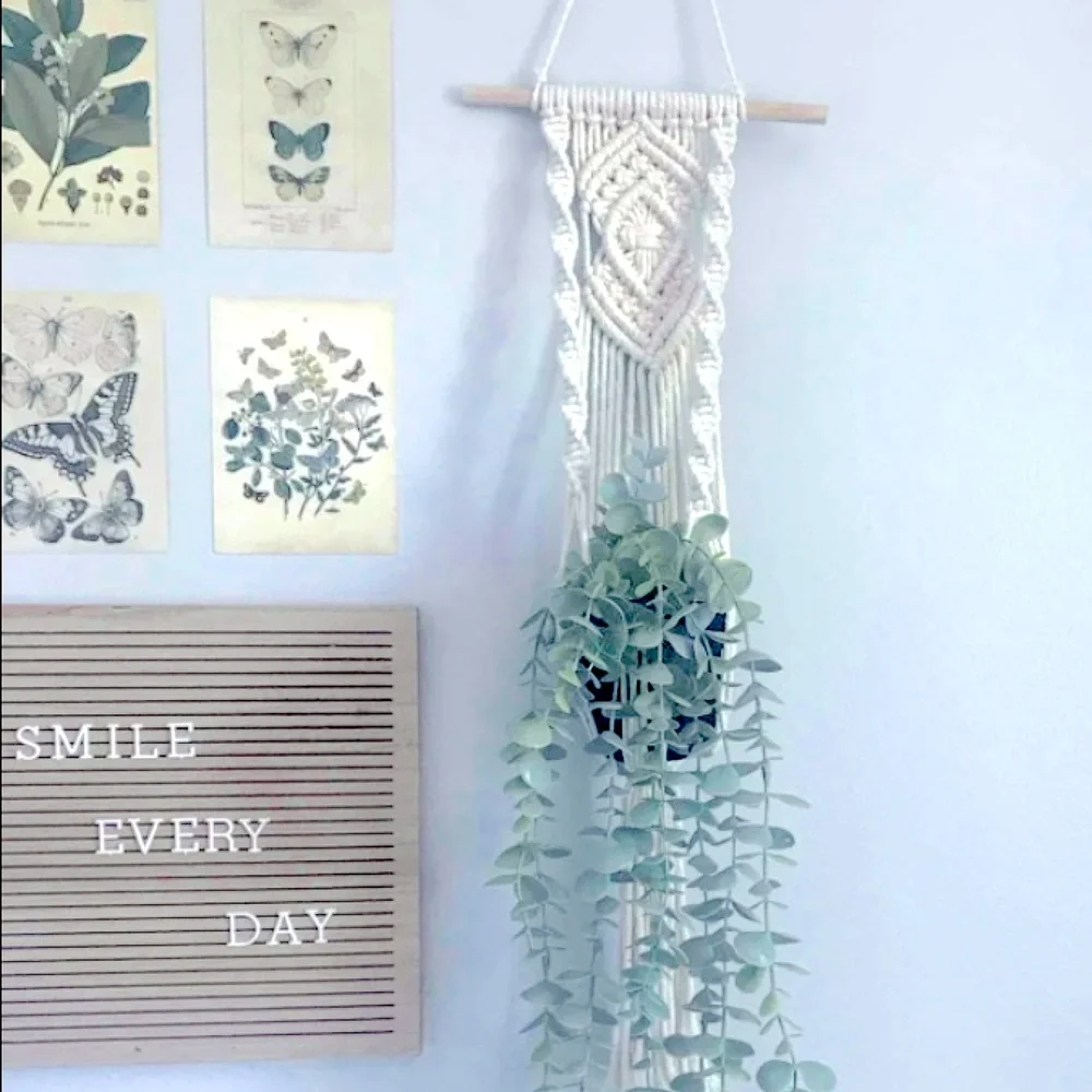 🪴🆕 2 Modern Home Decor Macramé bOhO Style Woven Fiber Artistry Plant Hanger🪴